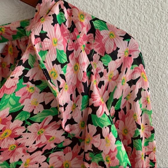 Zara Floral Romantic Ruffle Statement Sleeve Top XS - Picture 5 of 8